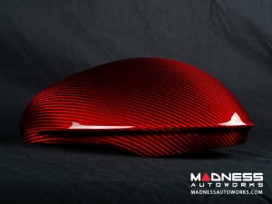 Alfa Romeo Giulia Mirror Covers - Carbon Fiber - Full Replacements - Red Candy